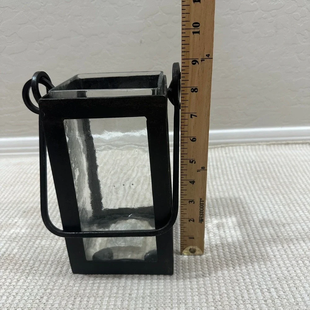 Hobby Lobby Black Metal Lantern Glass Insert Industrial‎ Farmhouse Rustic Vase